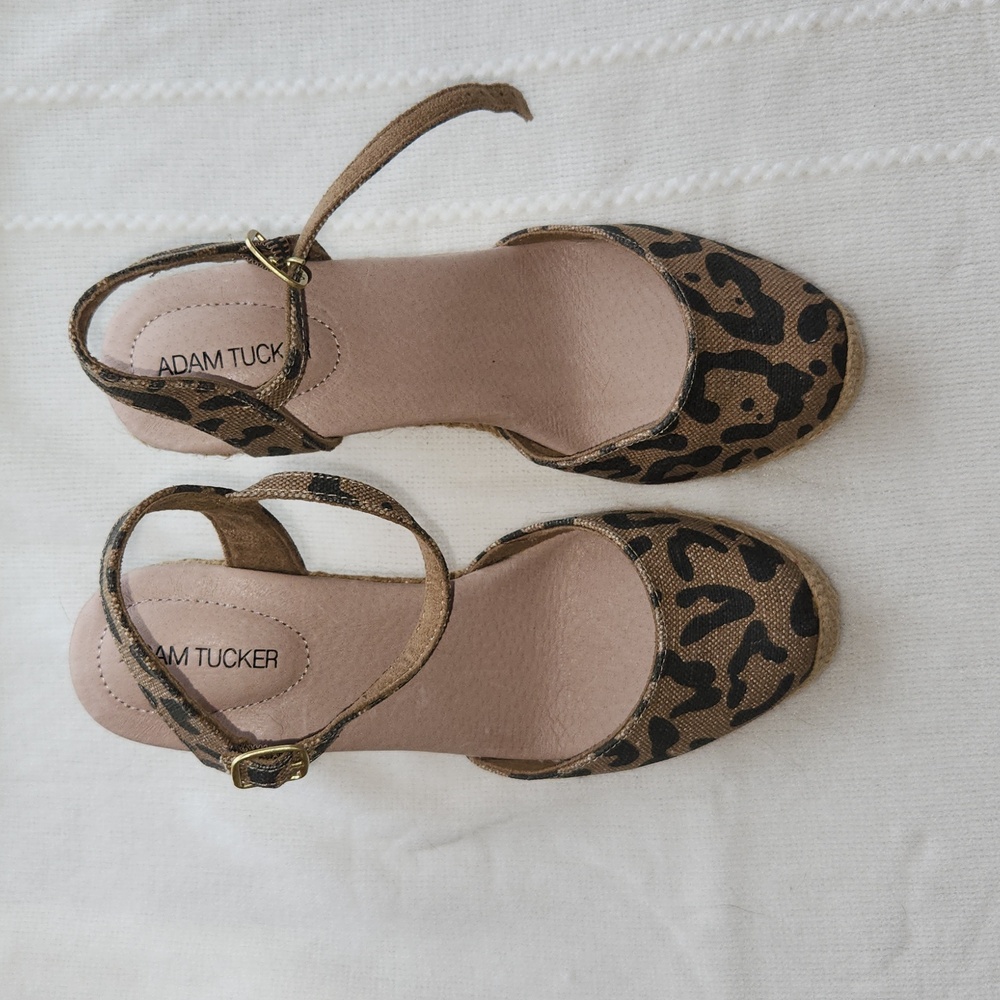 Adam Tucker Leopard print wedge heels
